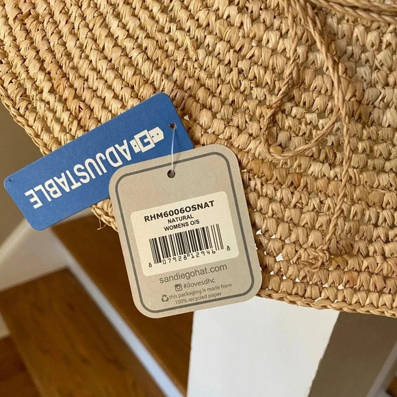 NWT Anthropologie Raffia Tan  Raffia Boater Hat - Picture 4 of 7